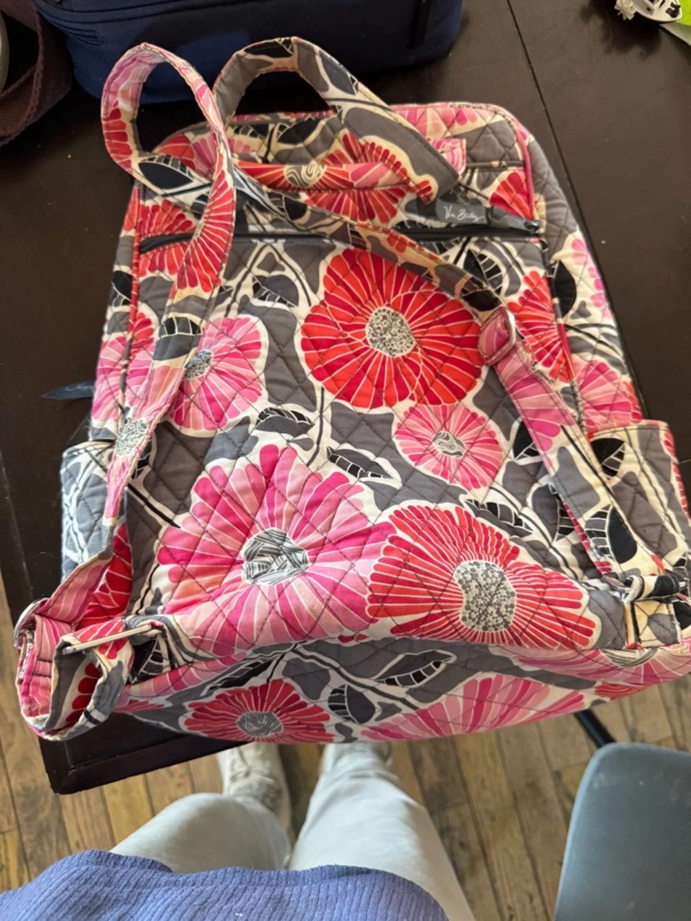 Vera Bradley Pink and Red Floral Quilted Backpack - Picture 2 of 7